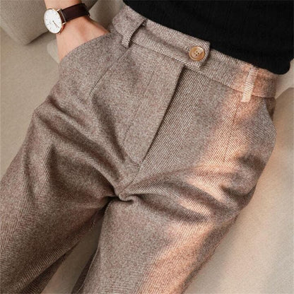 Eulalia | Pantalón de Tiro Alto en Espiga - StilfulltMen's pantsMarrónXSEulalia | Pantalón de Tiro Alto en Espiga