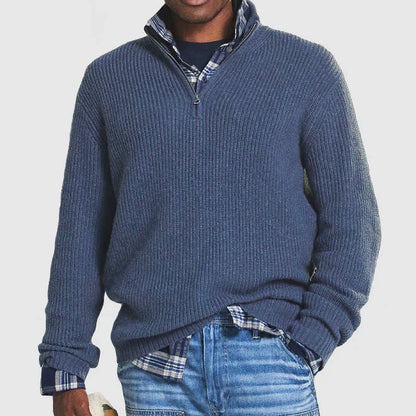 Everett | Jersey de Punto Grueso con Media Cremallera - StilfulltMen's sweatersHERENWOLLE-BLAUW-06BMAzulSEverett | Jersey de Punto Grueso con Media Cremallera