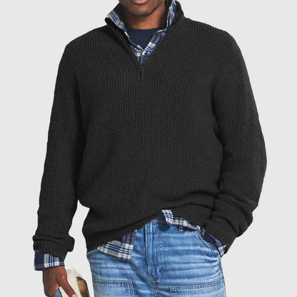 Everett | Jersey de Punto Grueso con Media Cremallera - StilfulltMen's sweatersHERENWOLLE-ZWART-G8NXNegroSEverett | Jersey de Punto Grueso con Media Cremallera