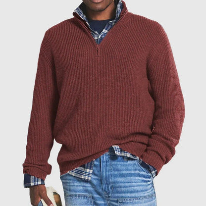 Everett | Jersey de Punto Grueso con Media Cremallera - StilfulltMen's sweatersHERENWOLLE-ROODS-AG7ORojoSEverett | Jersey de Punto Grueso con Media Cremallera