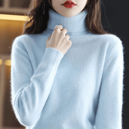 Everly | Jersey de Cachemira Ajustado de Cuello Alto - StilfulltWomen's sweatersVER25SKYSVER4777Azul cieloSEverly | Jersey de Cachemira Ajustado de Cuello Alto