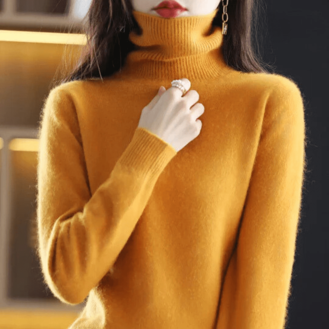 Everly | Jersey de Cachemira Ajustado de Cuello Alto - StilfulltWomen's sweatersVER25ORASVER4807NaranjaSEverly | Jersey de Cachemira Ajustado de Cuello Alto