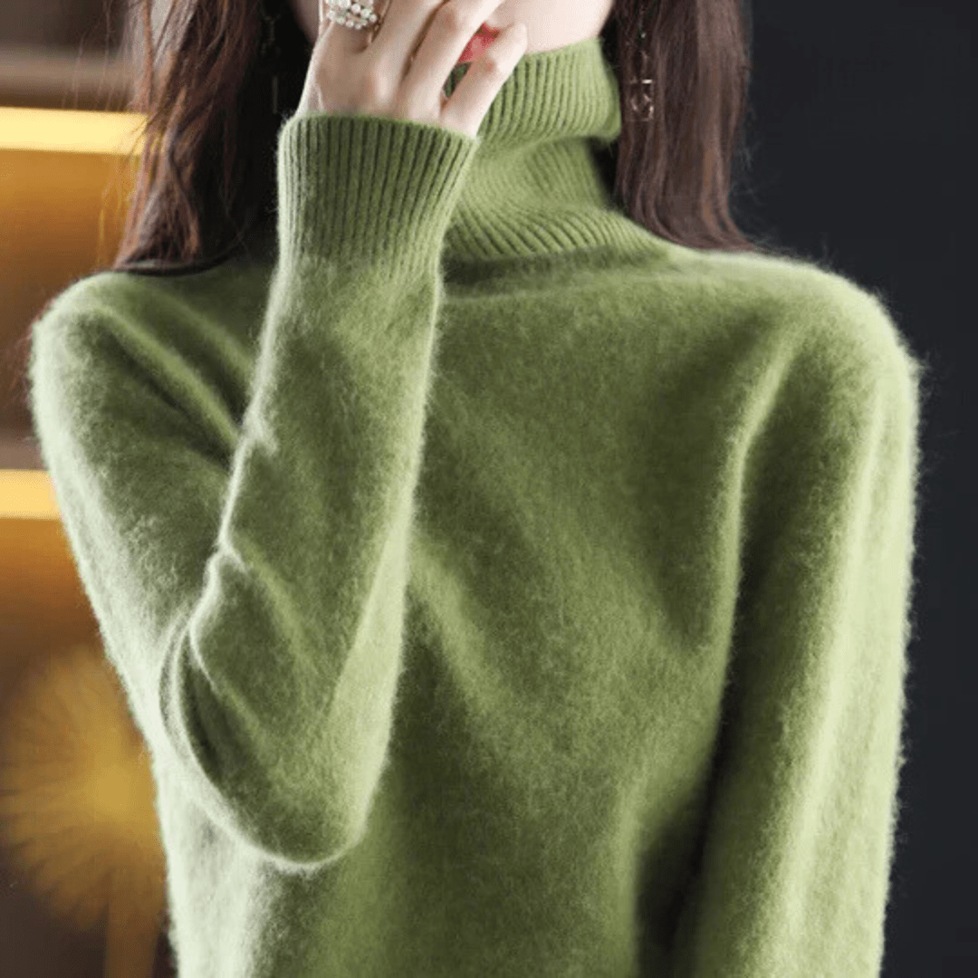 Everly | Jersey de Cachemira Ajustado de Cuello Alto - StilfulltWomen's sweatersVER25ARMSVER4812Verde militarSEverly | Jersey de Cachemira Ajustado de Cuello Alto