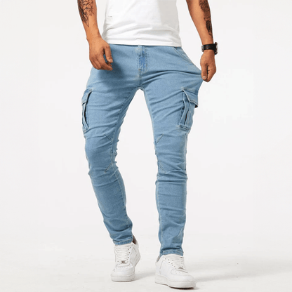Fabrizio | Pantalón Cargo Vaquero Ajustado con Bolsillos de Solapa - StilfulltMen's pantsAzulSFabrizio | Pantalón Cargo Vaquero Ajustado con Bolsillos de Solapa
