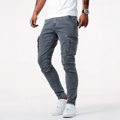 Fabrizio | Pantalón Cargo Vaquero Ajustado con Bolsillos de Solapa - StilfulltMen's pantsGrisSFabrizio | Pantalón Cargo Vaquero Ajustado con Bolsillos de Solapa