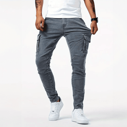 Fabrizio | Pantalón Cargo Vaquero Ajustado con Bolsillos de Solapa - StilfulltMen's pantsNegroSFabrizio | Pantalón Cargo Vaquero Ajustado con Bolsillos de Solapa