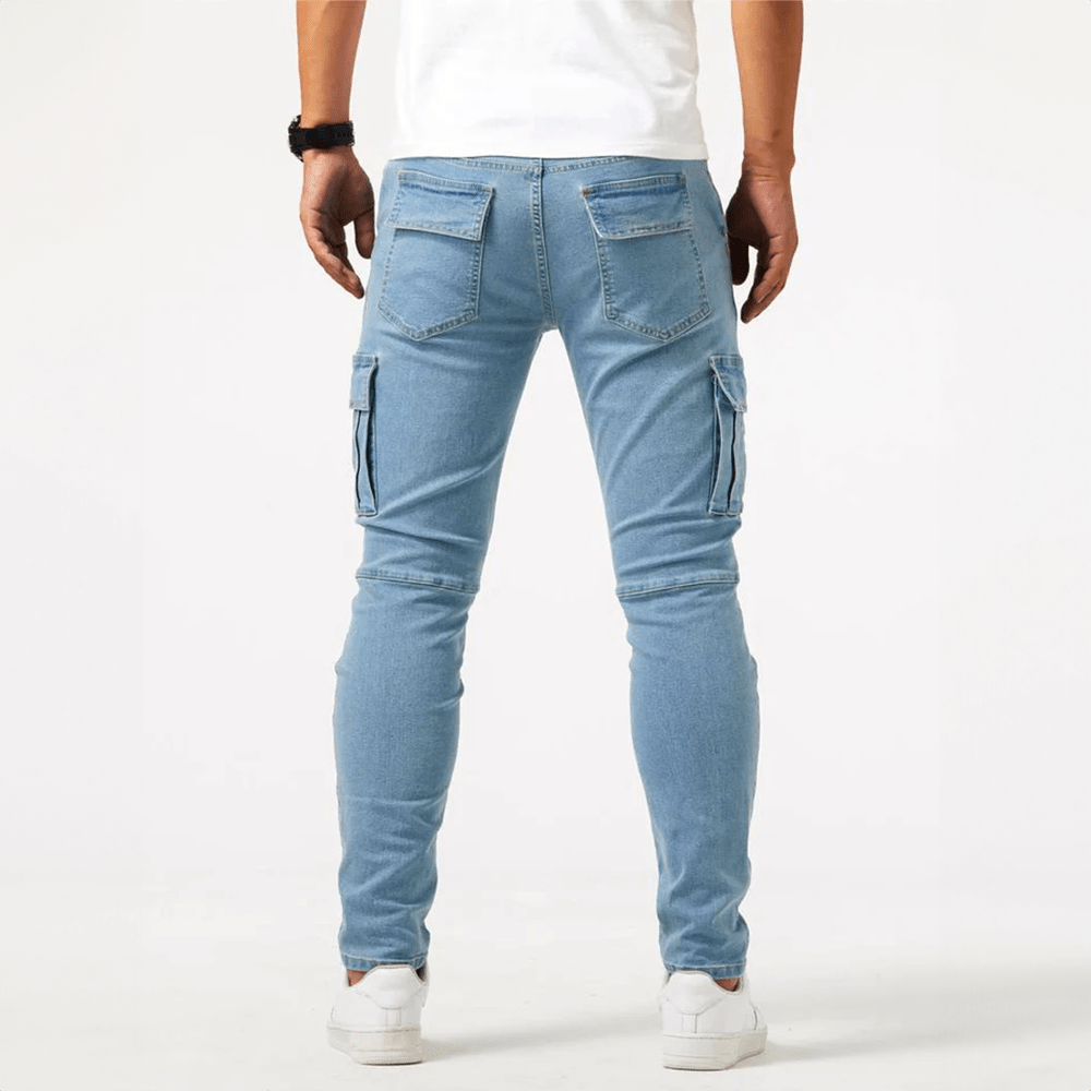 Fabrizio | Pantalón Cargo Vaquero Ajustado con Bolsillos de Solapa - StilfulltMen's pantsNegroSFabrizio | Pantalón Cargo Vaquero Ajustado con Bolsillos de Solapa
