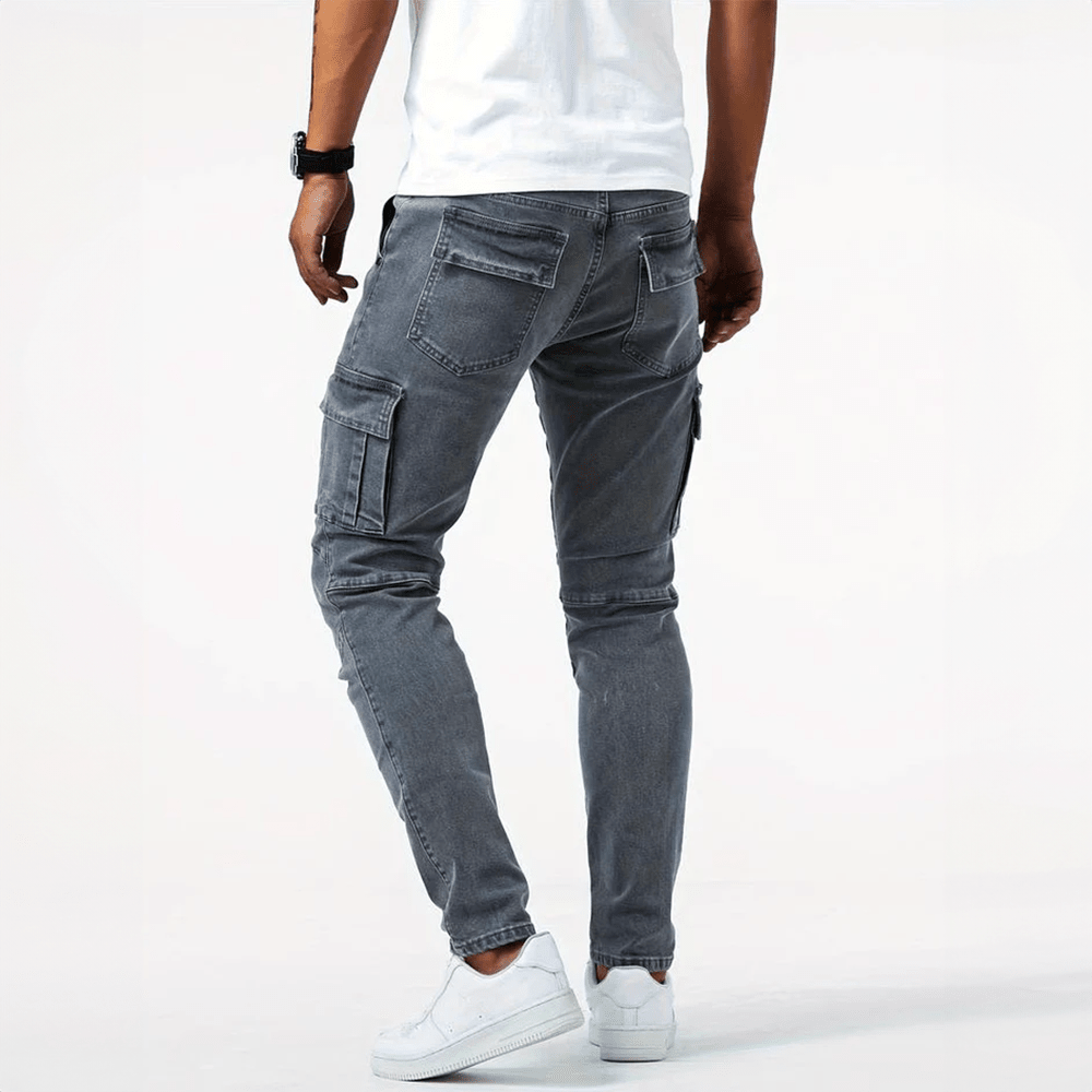 Fabrizio | Pantalón Cargo Vaquero Ajustado con Bolsillos de Solapa - StilfulltMen's pantsNegroSFabrizio | Pantalón Cargo Vaquero Ajustado con Bolsillos de Solapa