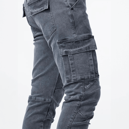 Fabrizio | Pantalón Cargo Vaquero Ajustado con Bolsillos de Solapa - StilfulltMen's pantsNegroSFabrizio | Pantalón Cargo Vaquero Ajustado con Bolsillos de Solapa