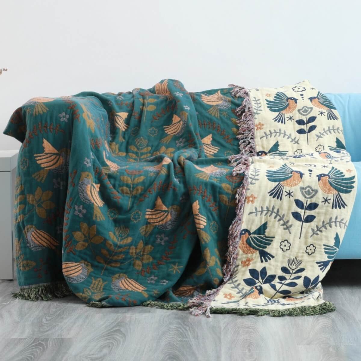 Fjora | Manta Reversible de Algodón con Flecos - StilfulltBlanketsScandinavian Blanket - 1(150 x 200cm)Fjora | Manta Reversible de Algodón con Flecos