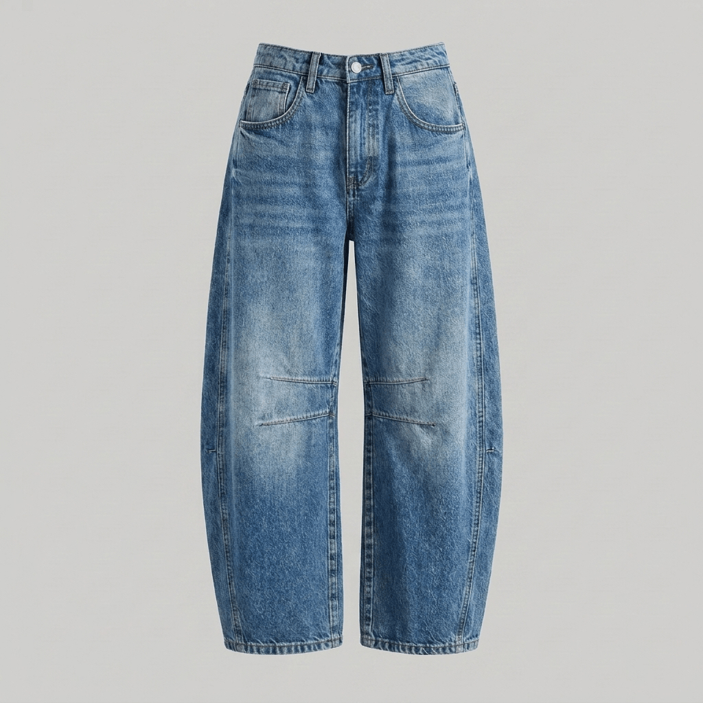 Flora high-waisted barrel leg jeans in blue