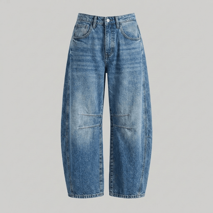 Flora high-waisted barrel leg jeans in blue