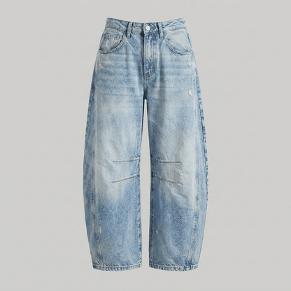 Flora high-waisted barrel leg jeans in light blue