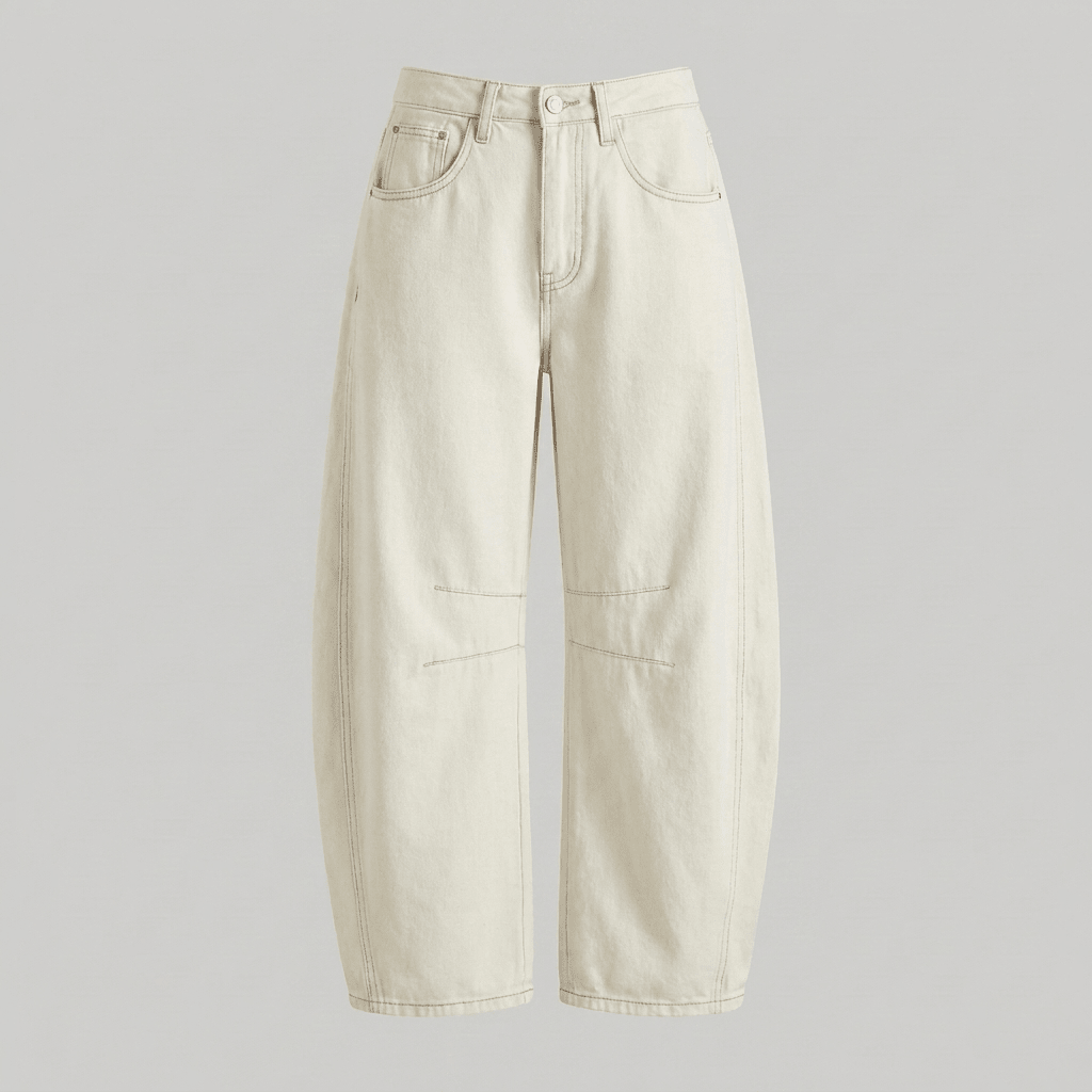 Flora high-waisted barrel leg jeans in white