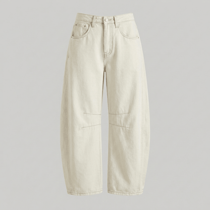 Flora high-waisted barrel leg jeans in white