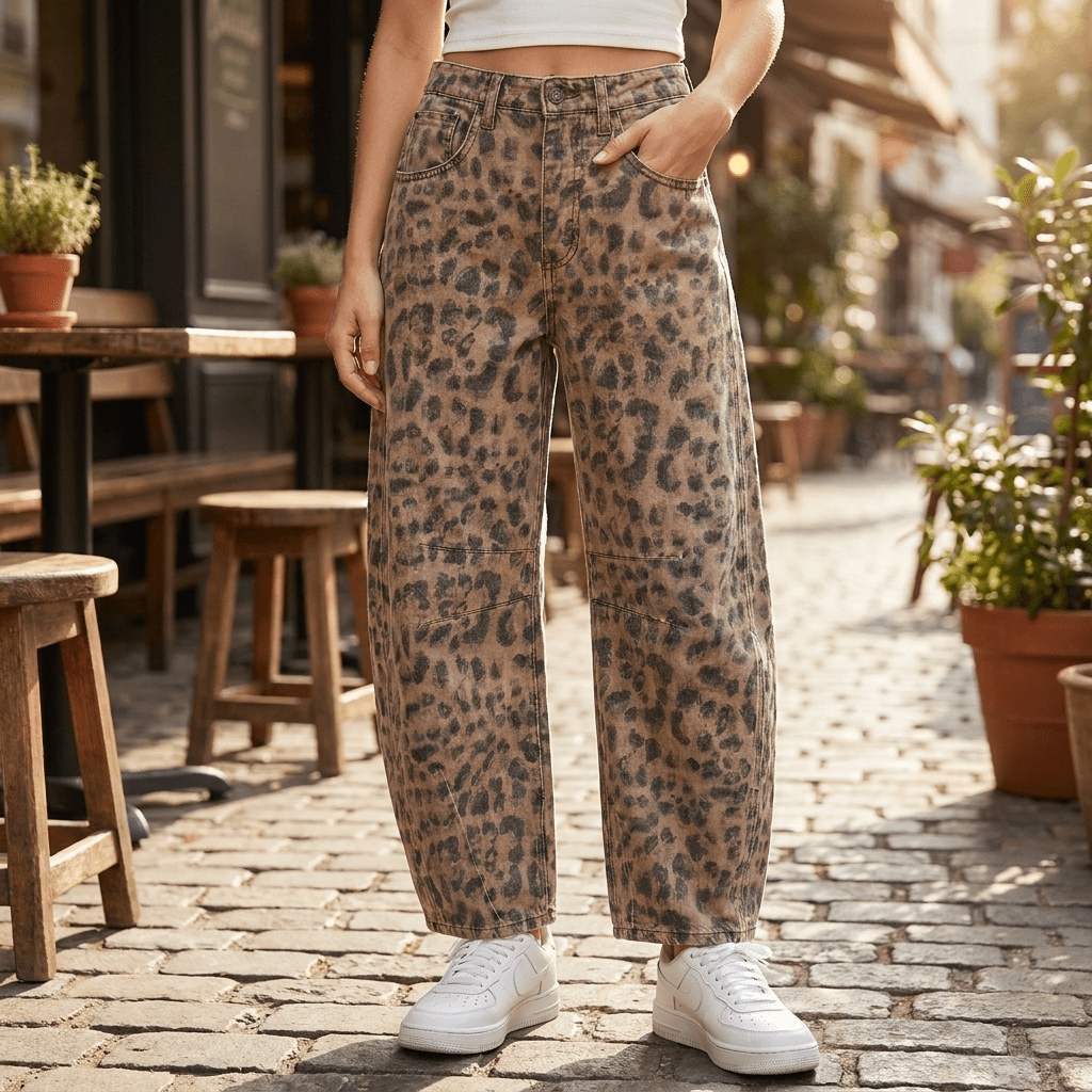 Flora high-waisted barrel leg jeans