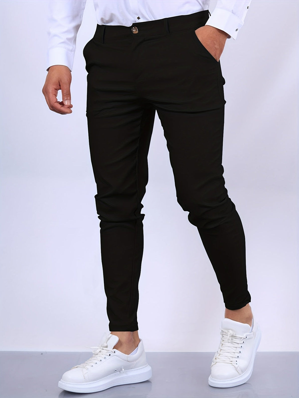 Fraser men's slim tapered stretch chinos in black