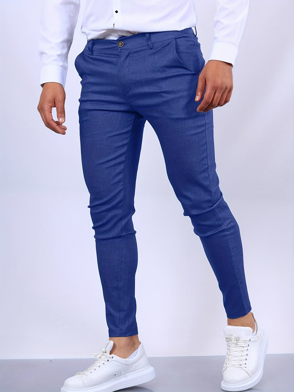 Fraser men's slim tapered stretch chinos in blue