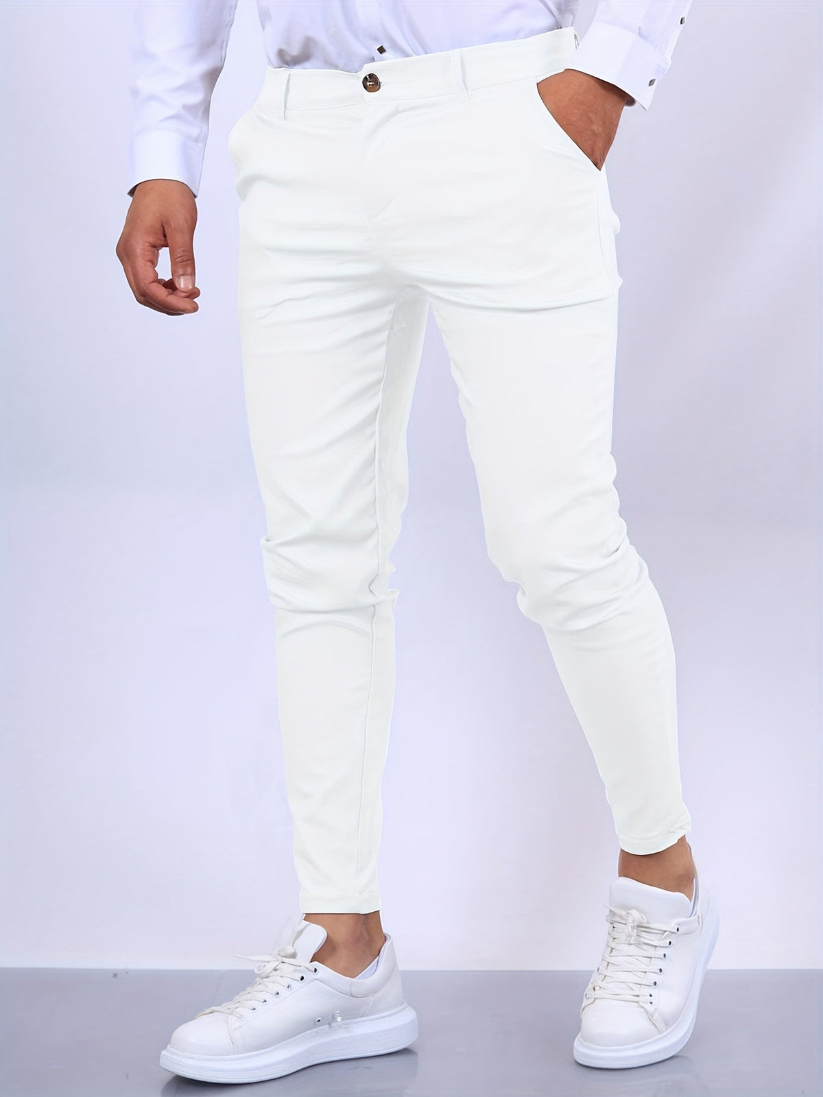 Fraser men's slim tapered stretch chinos in white