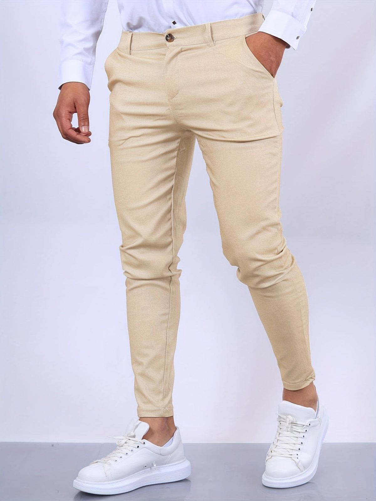 Fraser men's slim tapered stretch chinos in apricot