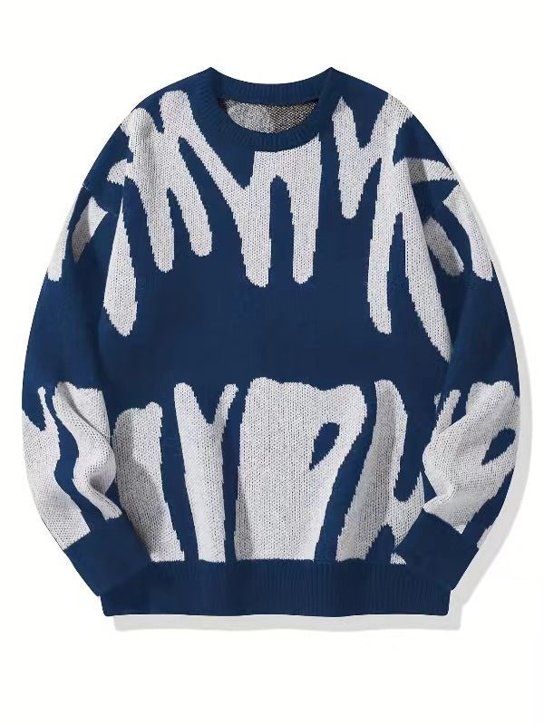 Gaspard | Jersey de Punto Grueso con Estampado Abstracto - StilfulltMen's sweatersAzulSGaspard | Jersey de Punto Grueso con Estampado Abstracto