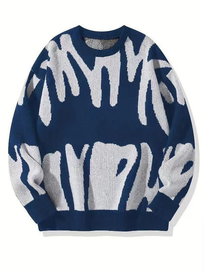 Gaspard | Jersey de Punto Grueso con Estampado Abstracto - StilfulltMen's sweatersAzulSGaspard | Jersey de Punto Grueso con Estampado Abstracto