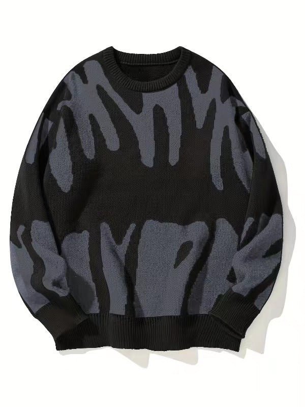 Gaspard | Jersey de Punto Grueso con Estampado Abstracto - StilfulltMen's sweatersGris oscuroSGaspard | Jersey de Punto Grueso con Estampado Abstracto