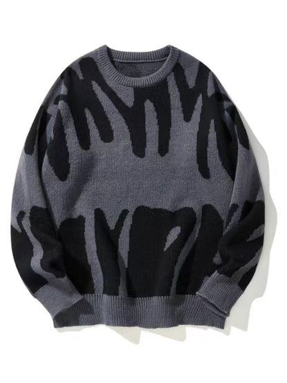 Gaspard | Jersey de Punto Grueso con Estampado Abstracto - StilfulltMen's sweatersGrisSGaspard | Jersey de Punto Grueso con Estampado Abstracto