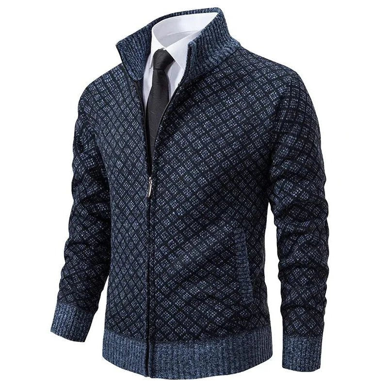 Grayson | Chaqueta de Punto de Rombos con Cremallera de Otoño - StilfulltMen's vests41025 - 224AzulSGrayson | Chaqueta de Punto de Rombos con Cremallera de Otoño