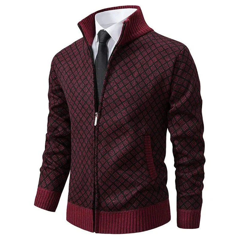 Grayson | Chaqueta de Punto de Rombos con Cremallera de Otoño - StilfulltMen's vests41025 - 230BurdeosSGrayson | Chaqueta de Punto de Rombos con Cremallera de Otoño
