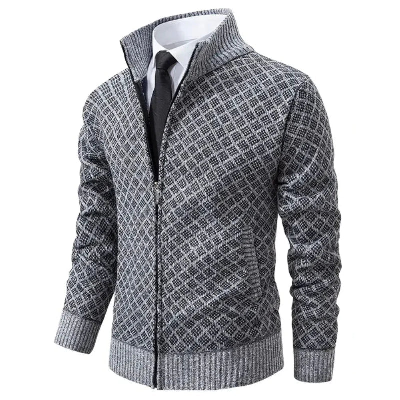 Grayson | Chaqueta de Punto de Rombos con Cremallera de Otoño - StilfulltMen's vests41025 - 218GrisSGrayson | Chaqueta de Punto de Rombos con Cremallera de Otoño