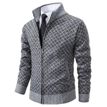 Grayson | Chaqueta de Punto de Rombos con Cremallera de Otoño - StilfulltMen's vests41025 - 218GrisSGrayson | Chaqueta de Punto de Rombos con Cremallera de Otoño