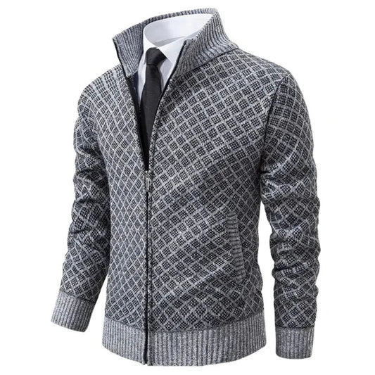 Grayson | Chaqueta de Punto de Rombos con Cremallera de Otoño - StilfulltMen's vests41025 - 218GrisSGrayson | Chaqueta de Punto de Rombos con Cremallera de Otoño
