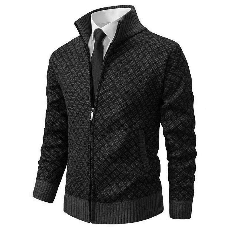 Grayson | Chaqueta de Punto de Rombos con Cremallera de Otoño - StilfulltMen's vests41025 - 236NegroSGrayson | Chaqueta de Punto de Rombos con Cremallera de Otoño