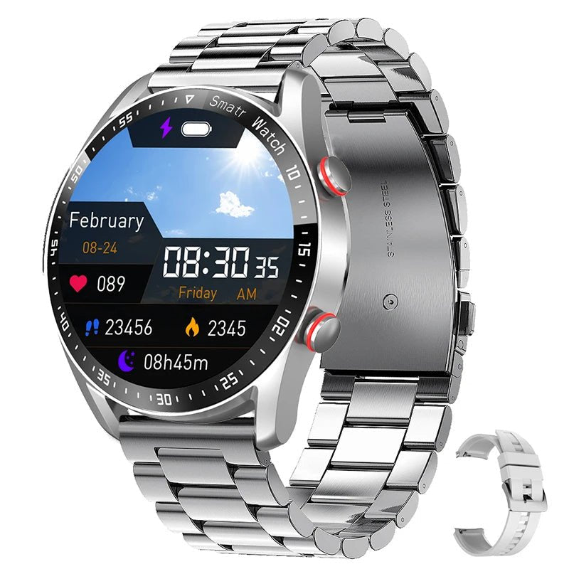 Grayson | Reloj Inteligente Clásico de Esfera Redonda - StilfulltSmart watchesDXT4C3HDSilicona plateadaGrayson | Reloj Inteligente Clásico de Esfera Redonda