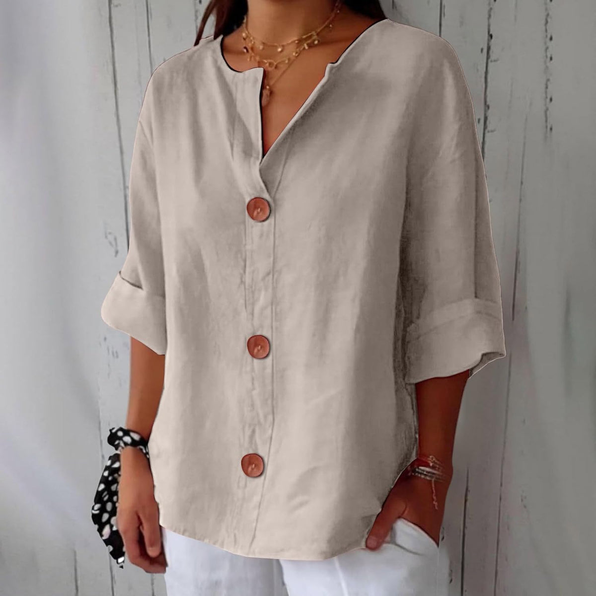 Hadley | Blusa de Lino con Botones de Madera - StilfulltWomen's blousesArenaSHadley | Blusa de Lino con Botones de Madera