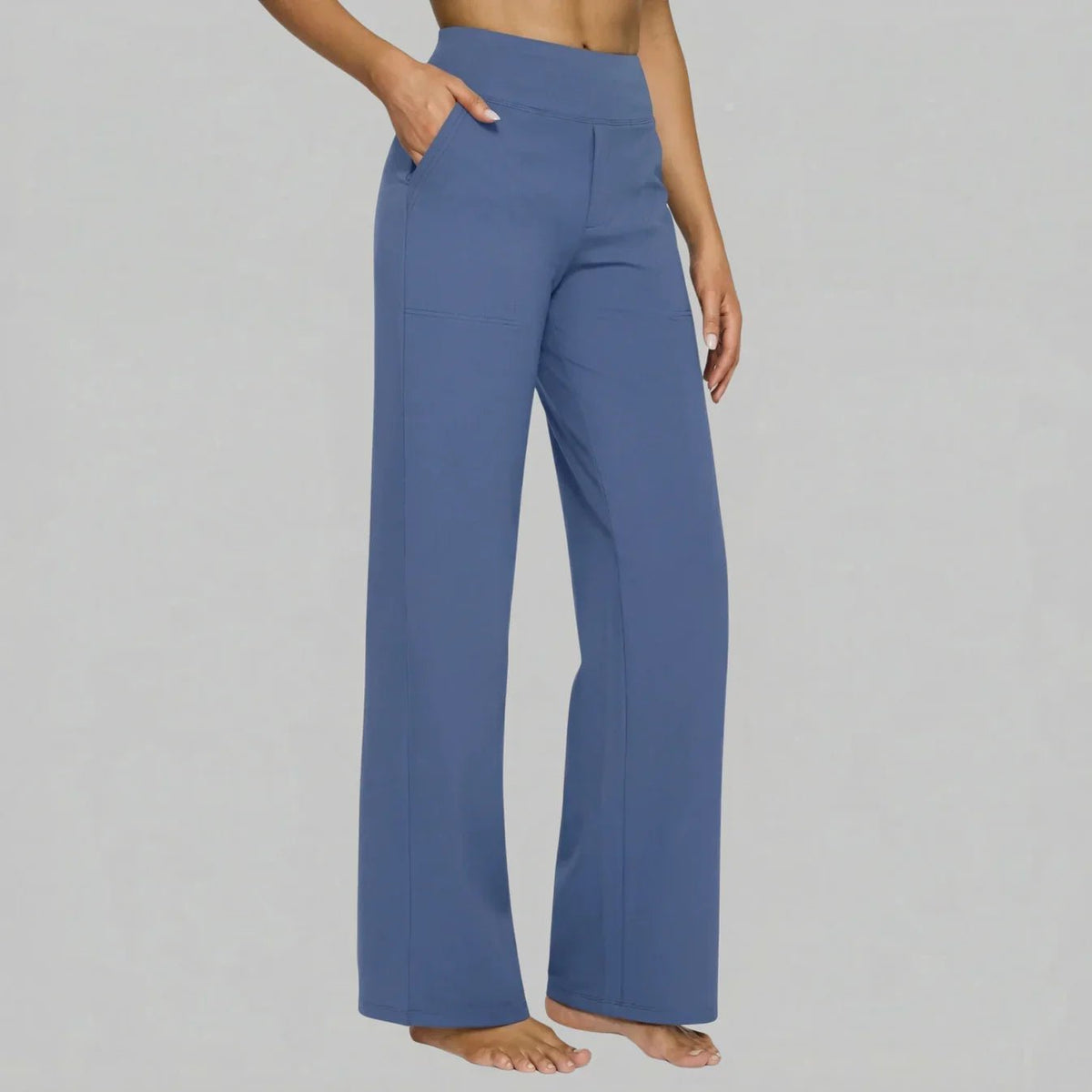 Hadley | Pantalón Ancho Elástico de Talle Alto - StilfulltWomen's pantsAzul grisáceoSHadley | Pantalón Ancho Elástico de Talle Alto