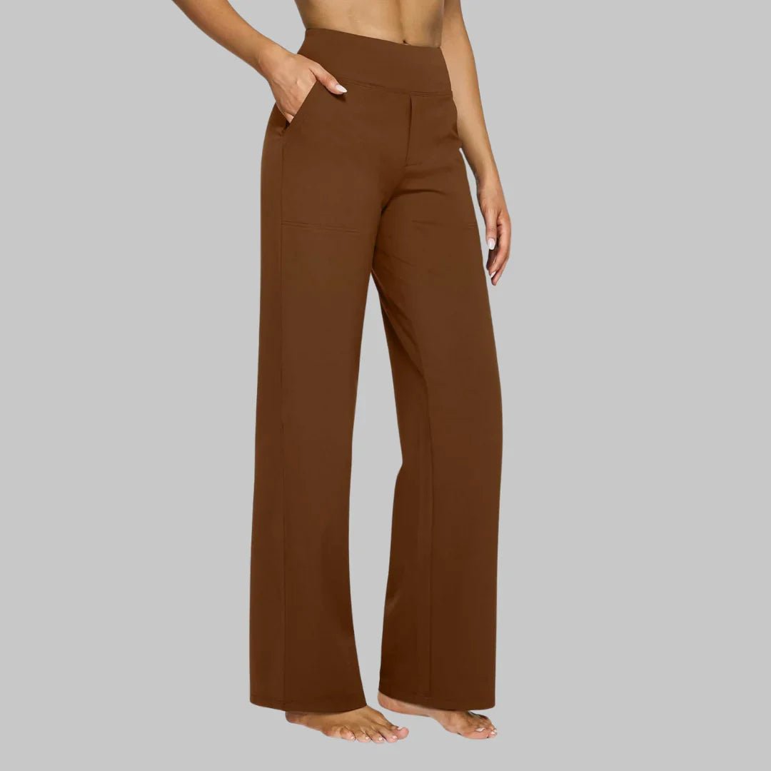 Hadley | Pantalón Ancho Elástico de Talle Alto - StilfulltWomen's pantsMarrón oscuroSHadley | Pantalón Ancho Elástico de Talle Alto