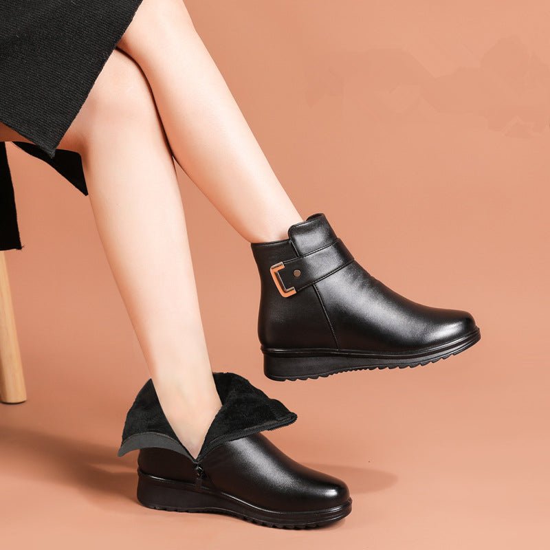 Hanne | Varme Forede Ankelstøvler med Spænde - StilfulltWomen's shoesDSHD3-AP278001Brun + brun bomuld35Hanne | Varme Forede Ankelstøvler med Spænde
