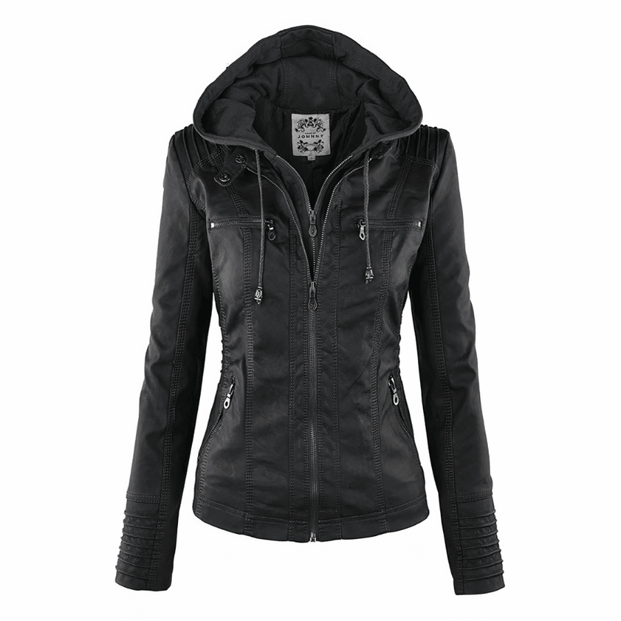 Harlow | Chaqueta Efecto Piel con Capucha Desmontable - StilfulltWomen's jacketsTYUSBFCANegroXSHarlow | Chaqueta Efecto Piel con Capucha Desmontable