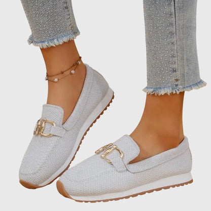Harlow | Mocasines de Malla con Herraje Dorado - StilfulltWomen's shoesGris35.5Harlow | Mocasines de Malla con Herraje Dorado