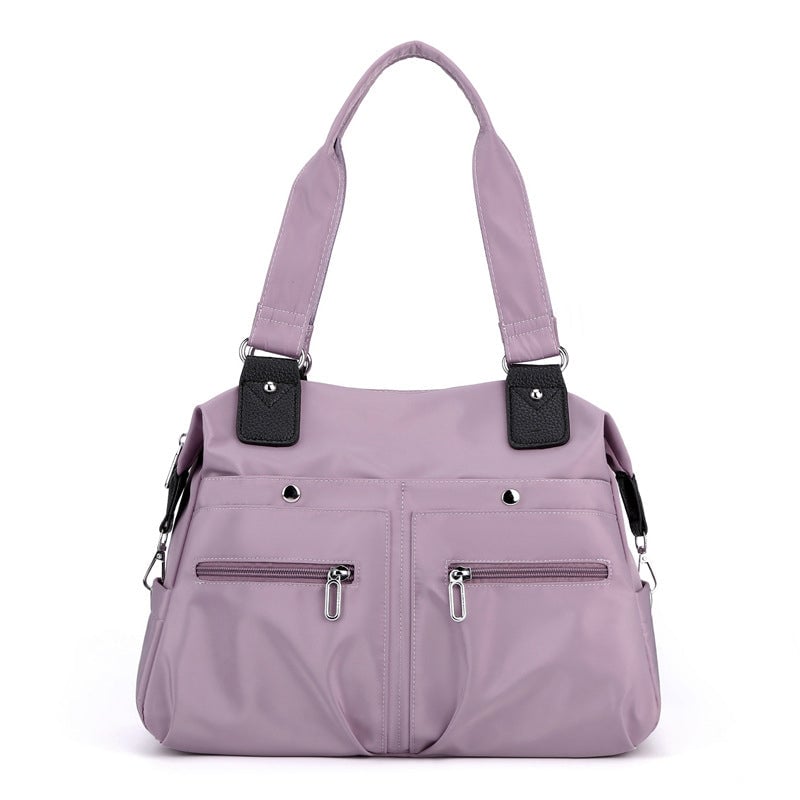 Harriet nylon shoulder bag with laptop pocket in lilac