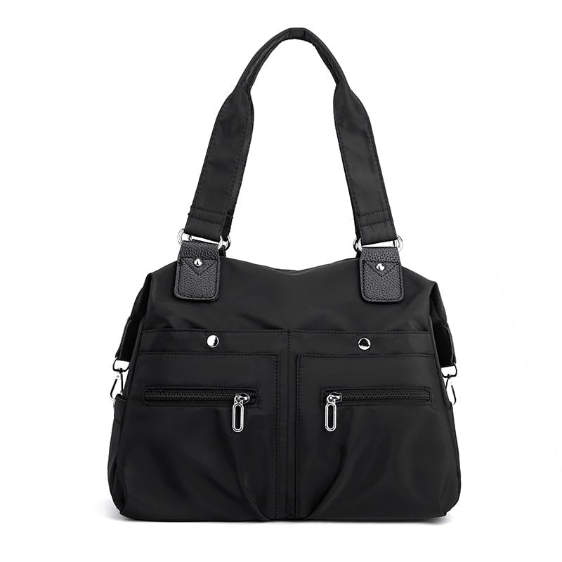 Harriet nylon shoulder bag with laptop pocket in black