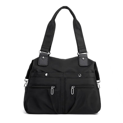Harriet nylon shoulder bag with laptop pocket in black