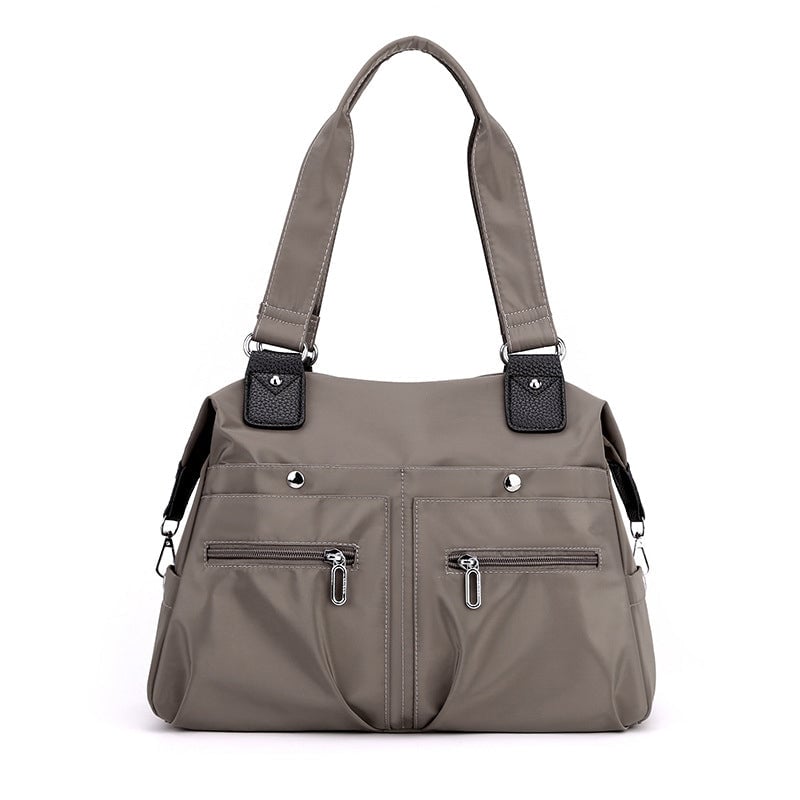Harriet nylon shoulder bag with laptop pocket in brown