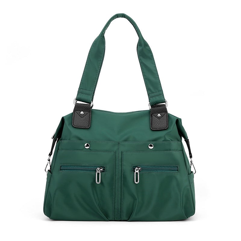 Harriet nylon shoulder bag with laptop pocket in dark green