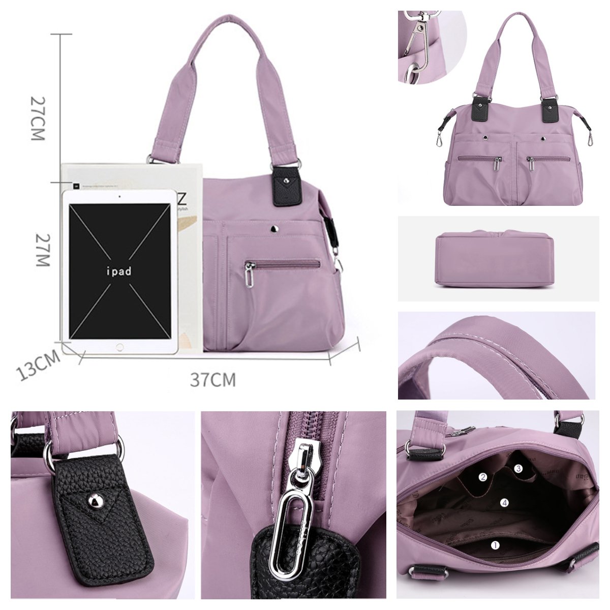 Harriet nylon shoulder bag with laptop pocket, alternative view