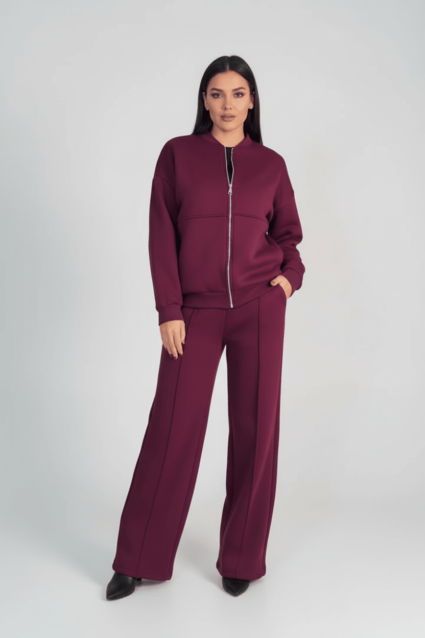 Hester soft wide-leg tracksuit set with zip jacket, alternative view