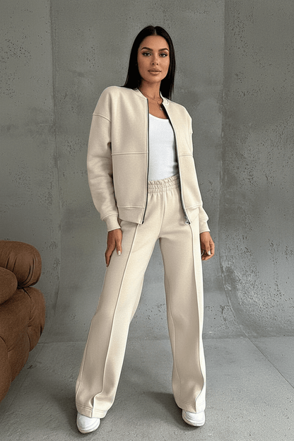 Hester soft wide-leg tracksuit set with zip jacket, alternative view
