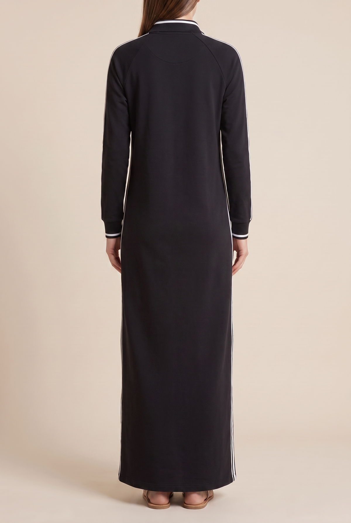 Anouk | Vestido Maxi de Felpa Ribeteado con Cuello Polo